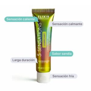 Lubricante Intimo 5 Sensations Elixir 15ml  Afrodisíaco, Larga Duración y Multisensorial