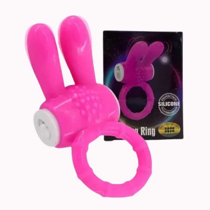 Anillo vibrador conejo color rosa de silicona médica