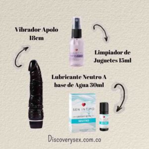 kit Vibrador realista + Lubricante neutro + limpiador de juguetes