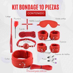kit bondage 10 piezas Rojo