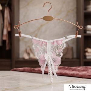 Tanga bordada Ajustable con perlas y abertura