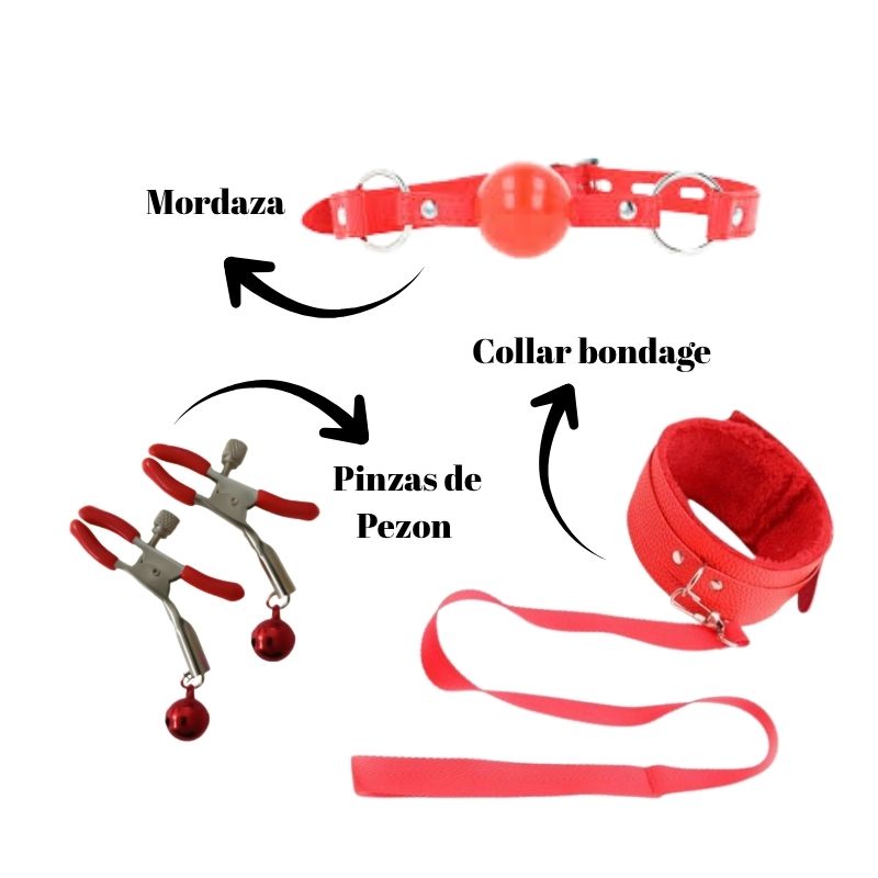 Kit Bondage 3 Piezas Rojo